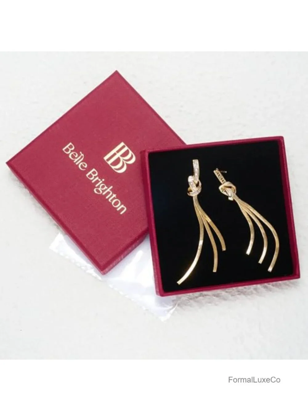 Sparkly Rhinestone Long Tassel Dangle Earrings 18K Gold Plated 925 Sterling